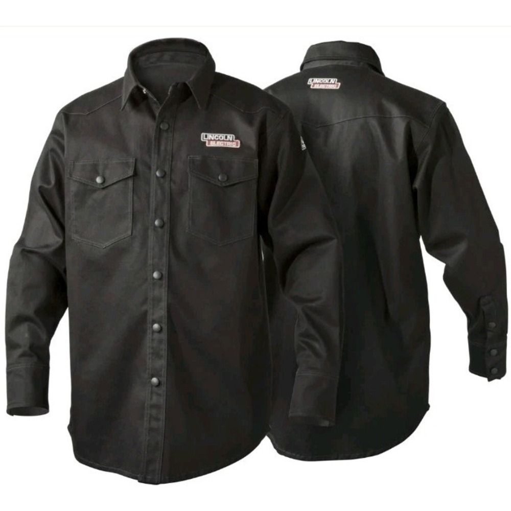 NEW Lincoln‎ K3113 Black Flame Retardent Welding Shirt M FR Blue Collar Workwear